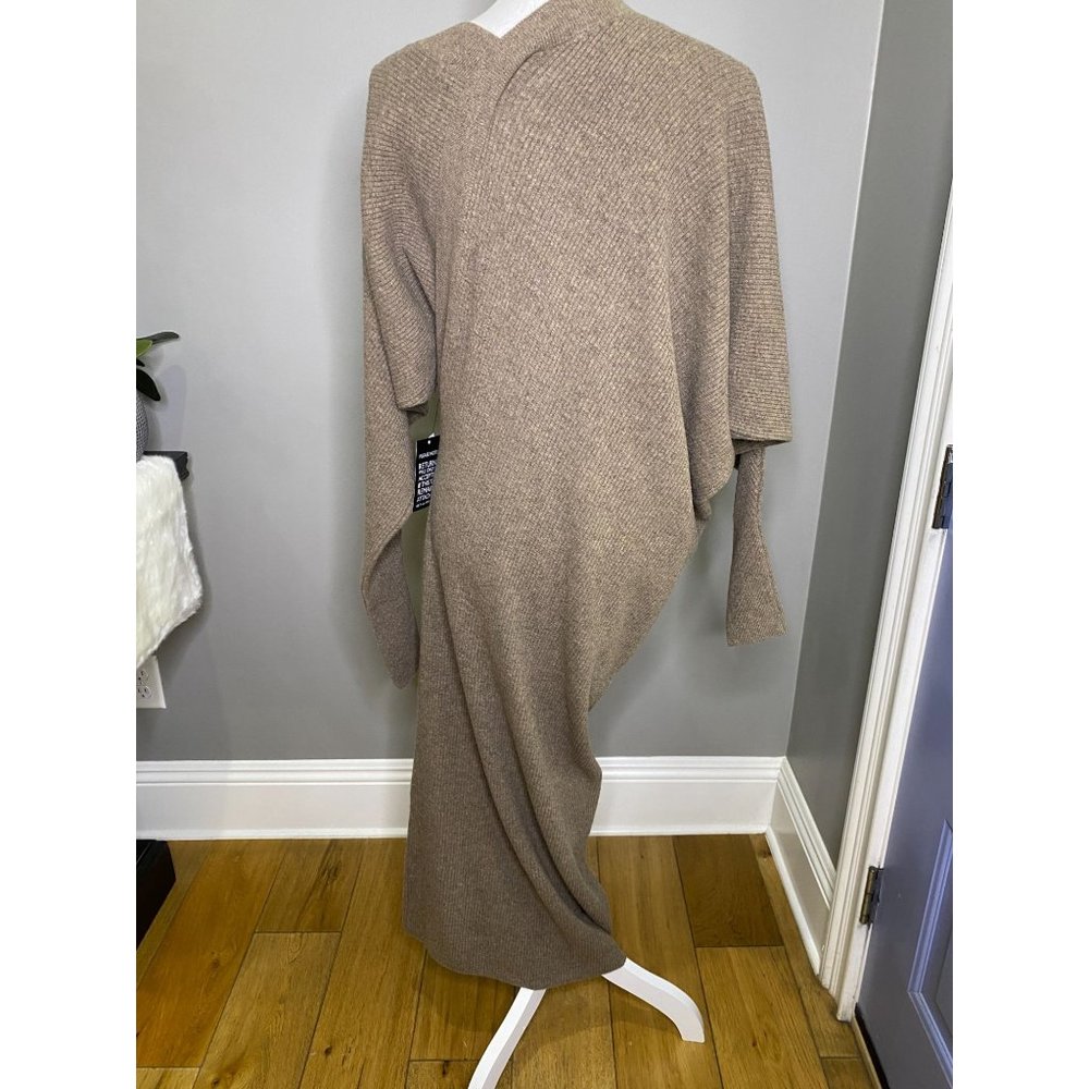 LVIR Unbalance Ribbed Knit Wool Cashmere V-Neck Midi Dress Women's Size Medium - Picture 9 of 15